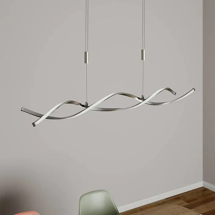 Lindby Pendelleuchte Auron - nickel satiniert, weiß
