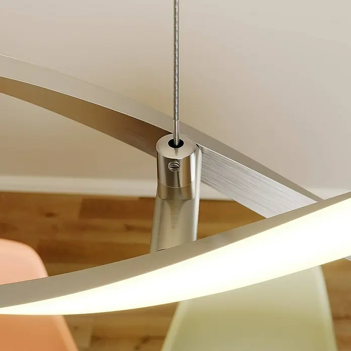 Lindby Pendelleuchte Auron - nickel satiniert, weiß