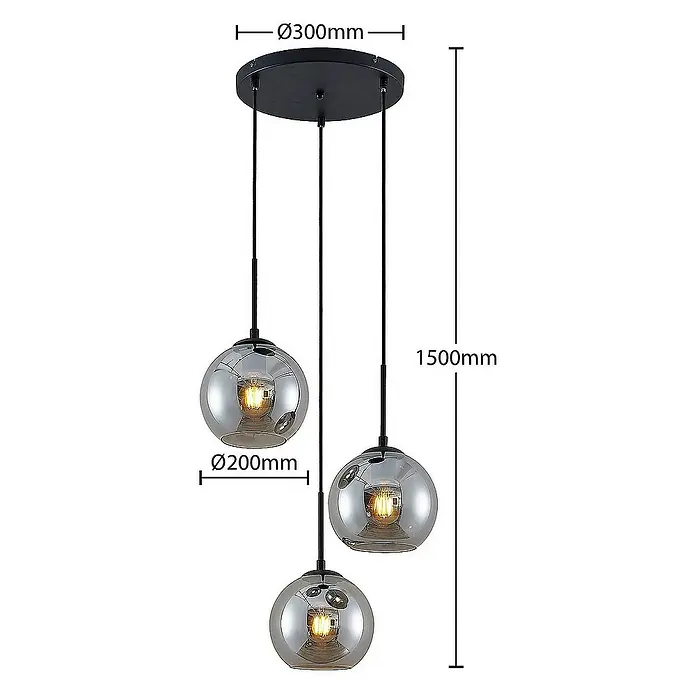 Lindby Pendelleuchte Jurian - L x B x H: 32 x 32 x 17,5 cm, alu / grau / zink, rauchgrau, Schwarz, E27