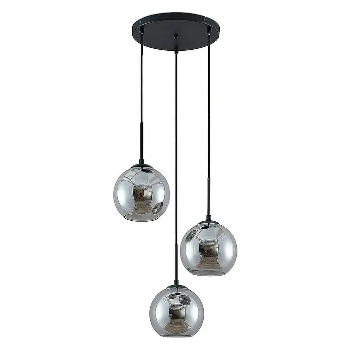 Lindby Pendelleuchte Jurian - L x B x H: 32 x 32 x 17,5 cm, alu / grau / zink, rauchgrau, Schwarz, E27