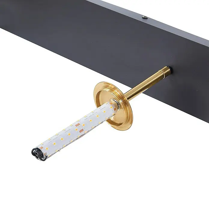 Lucande Pendelleuchte Joran - L x B x H: 89 x 20 x 20 cm, weiß / opal, opal weiß, gold, Schwarz