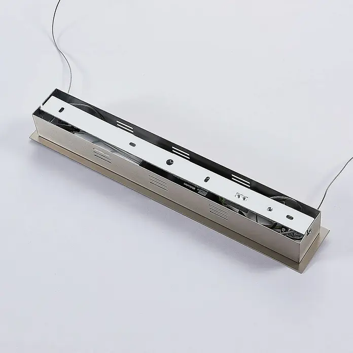 Lucande Pendelleuchte Tymon - L x B x H: 140 x 5 x 3 cm, alu / grau / zink, gefrostet, nickel satiniert