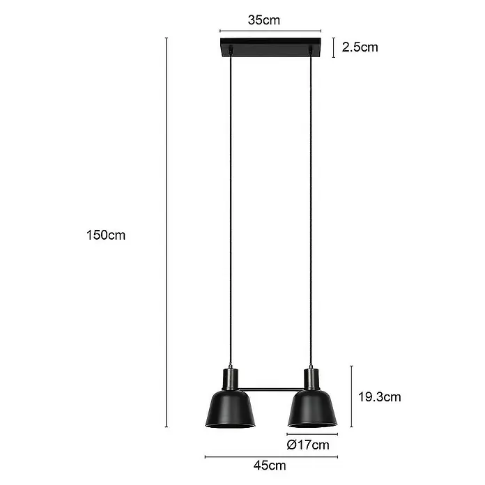 Lucande Pendelleuchte Servan - L x B x H: 45 x 17 x 19,3 cm, schwarz, Schwarz matt, E27