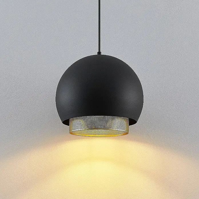 Lucande Pendelleuchte Sivaniel - L x B x H: 30 x 30 x 23,3 cm, schwarz, Schwarz, gold, E27