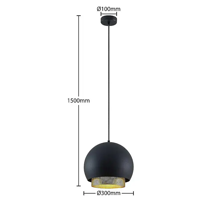 Lucande Pendelleuchte Sivaniel - L x B x H: 30 x 30 x 23,3 cm, schwarz, Schwarz, gold, E27