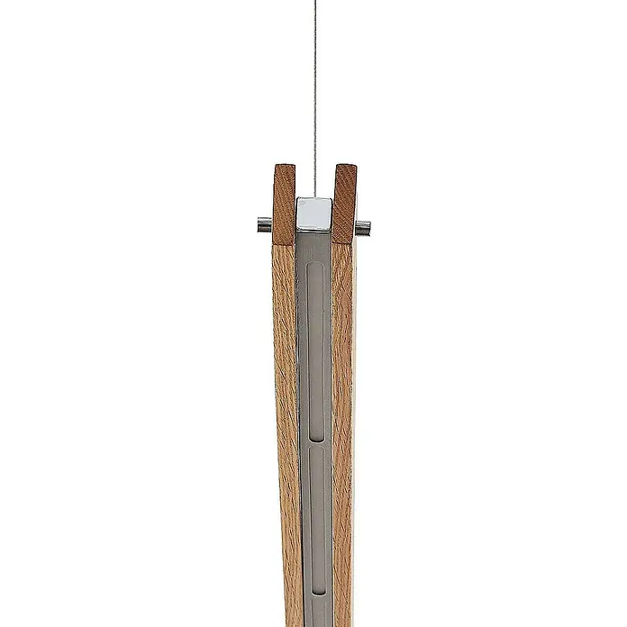 Lindby Pendelleuchte Alimara - L x B x H: 138 x 5 x 5 cm, Holz hell, nickel matt, holz hell
