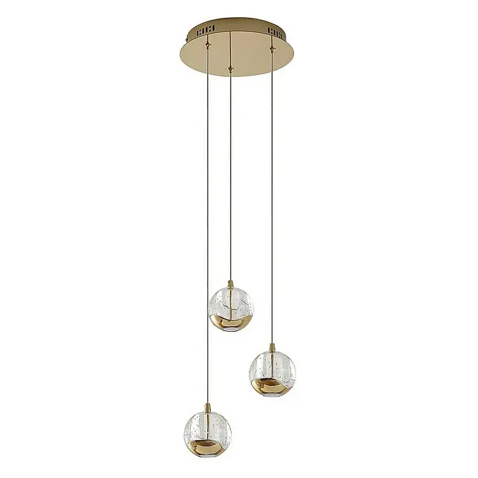 Lucande Pendelleuchte Hayley - L x B x H: 25 x 25 x 150 cm, klar / transparent, klar, gold
