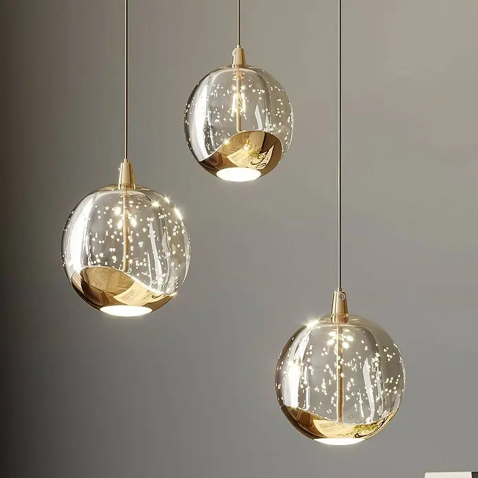 Lucande Pendelleuchte Hayley - L x B x H: 25 x 25 x 150 cm, klar / transparent, klar, gold