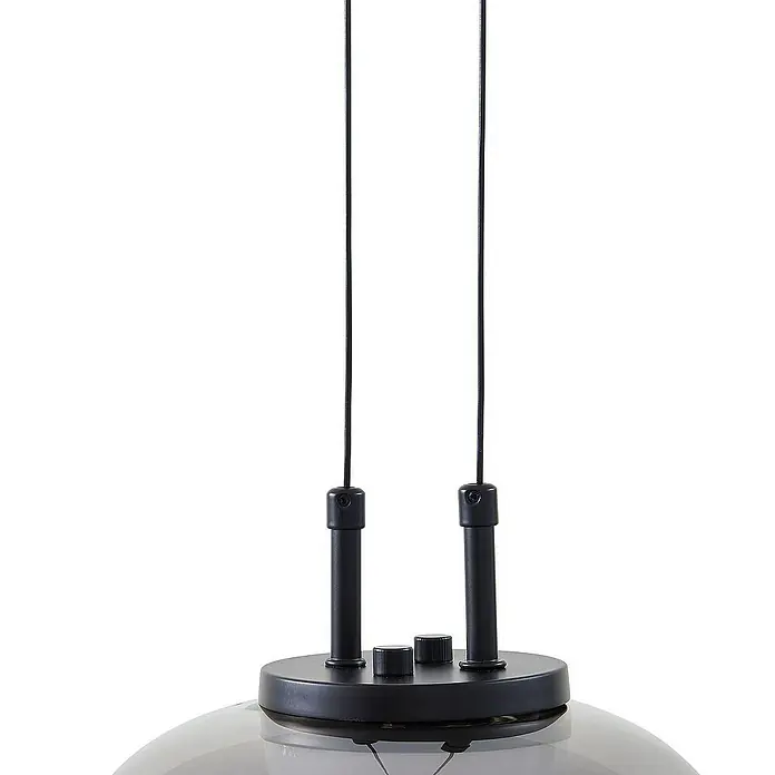 Lucande Pendelleuchte Dain - L x B x H: 100 x 21 x 13 cm, alu / grau / zink, rauchgrau, Schwarz