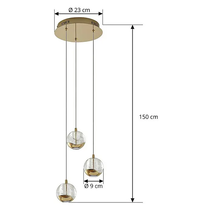 Lucande Pendelleuchte Hayley - L x B x H: 25 x 25 x 150 cm, klar / transparent, klar, gold