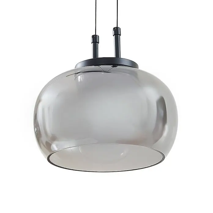 Lucande Pendelleuchte Dain - L x B x H: 100 x 21 x 13 cm, alu / grau / zink, rauchgrau, Schwarz