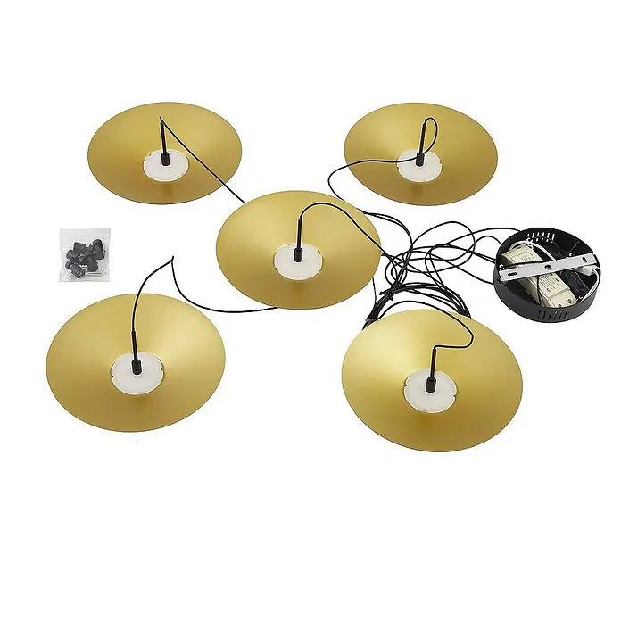 Lindby Pendelleuchte Norvind - schwarz, sandSchwarz, gold