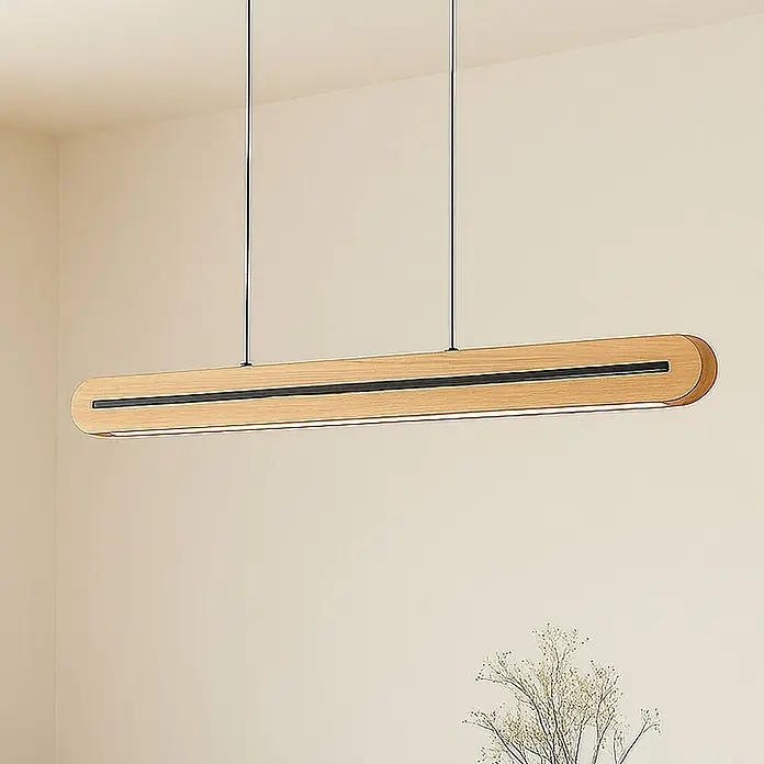Lucande Pendelleuchte Darnor - Holz hell, holz hell, Schwarz