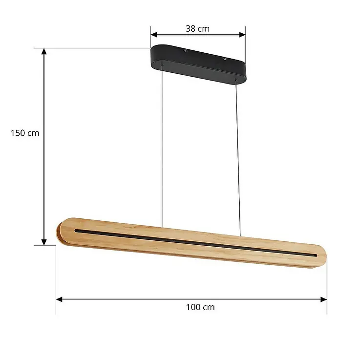 Lucande Pendelleuchte Darnor - Holz hell, holz hell, Schwarz