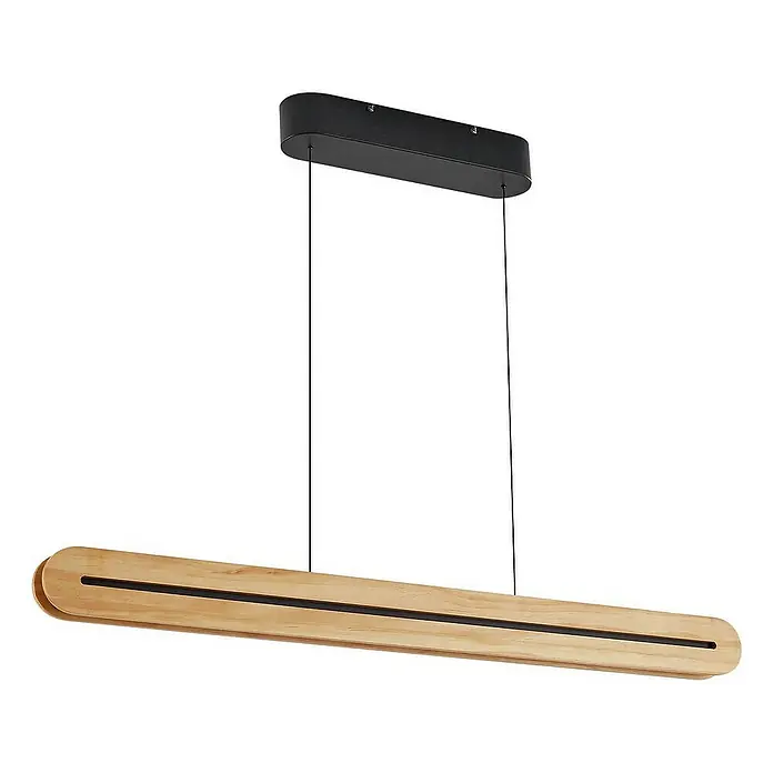 Lucande Pendelleuchte Darnor - Holz hell, holz hell, Schwarz