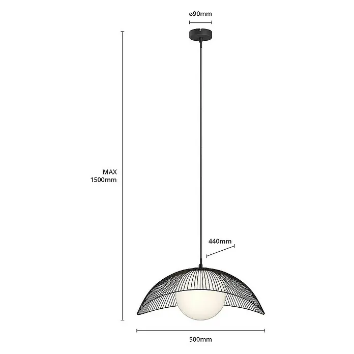 Lindby Pendelleuchte Fabronia - L x B x H: 50 x 44 x 19 cm, schwarz, Schwarz, weiß, E27