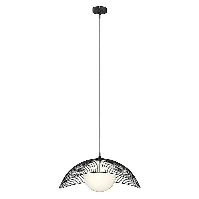Lindby Pendelleuchte Fabronia - L x B x H: 50 x 44 x 19 cm, schwarz, Schwarz, weiß, E27