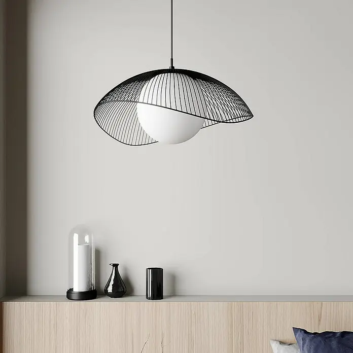 Lindby Pendelleuchte Fabronia - L x B x H: 50 x 44 x 19 cm, schwarz, Schwarz, weiß, E27