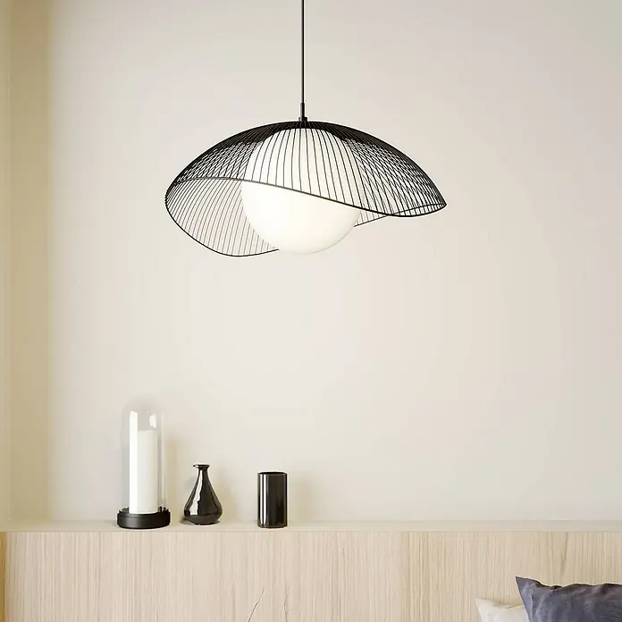 Lindby Pendelleuchte Fabronia - L x B x H: 50 x 44 x 19 cm, schwarz, Schwarz, weiß, E27