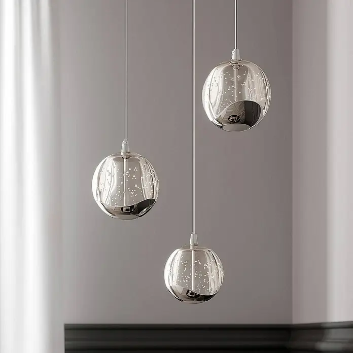 Lucande Pendelleuchte Hayley - L x B x H: 25 x 25 x 150 cm, klar / transparent, klar, chrom