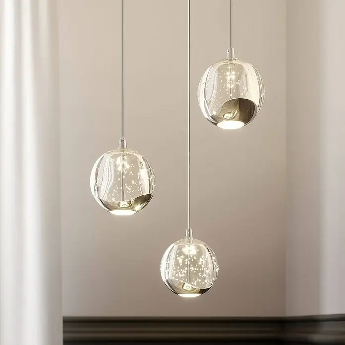 Lucande Pendelleuchte Hayley - L x B x H: 25 x 25 x 150 cm, klar / transparent, klar, chrom