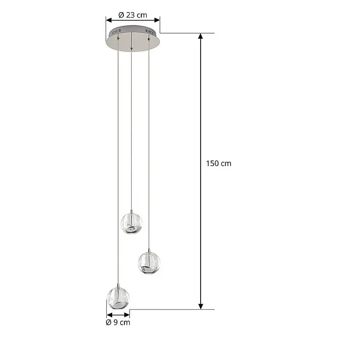 Lucande Pendelleuchte Hayley - L x B x H: 25 x 25 x 150 cm, klar / transparent, klar, chrom