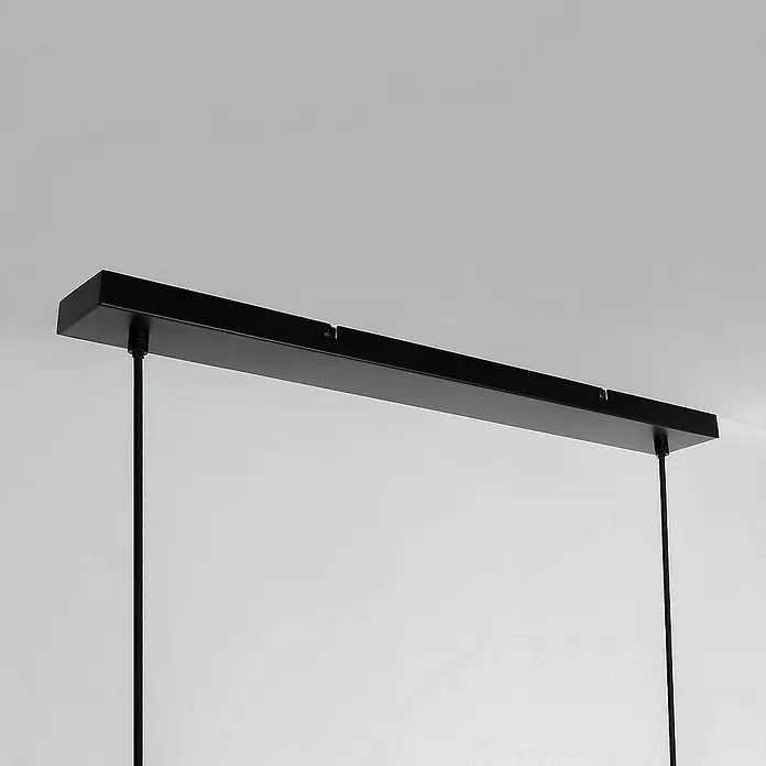 Lucande Pendelleuchte Mostrid - L x B x H: 73 x 17 x 16 cm, schwarz, Schwarz matt, E27