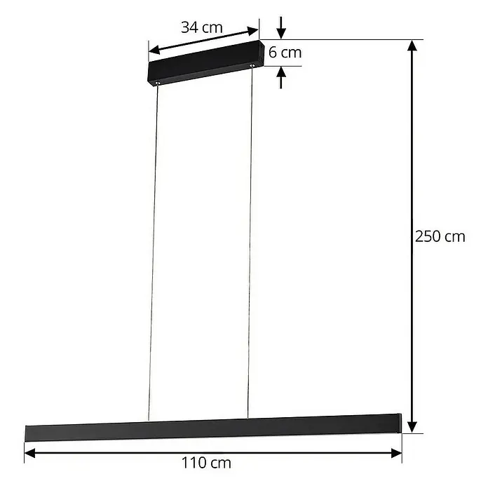 Lucande Pendelleuchte Mylosh - L x B x H: 110 x 3,5 x 4,6 cm, schwarz, Schwarz
