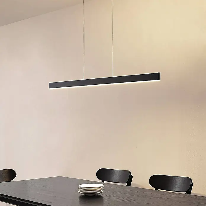 Lucande Pendelleuchte Mylosh - L x B x H: 110 x 3,5 x 4,6 cm, schwarz, Schwarz