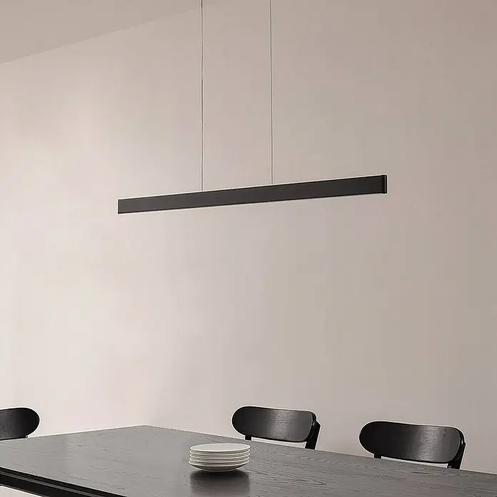Lucande Pendelleuchte Mylosh - L x B x H: 110 x 3,5 x 4,6 cm, schwarz, Schwarz