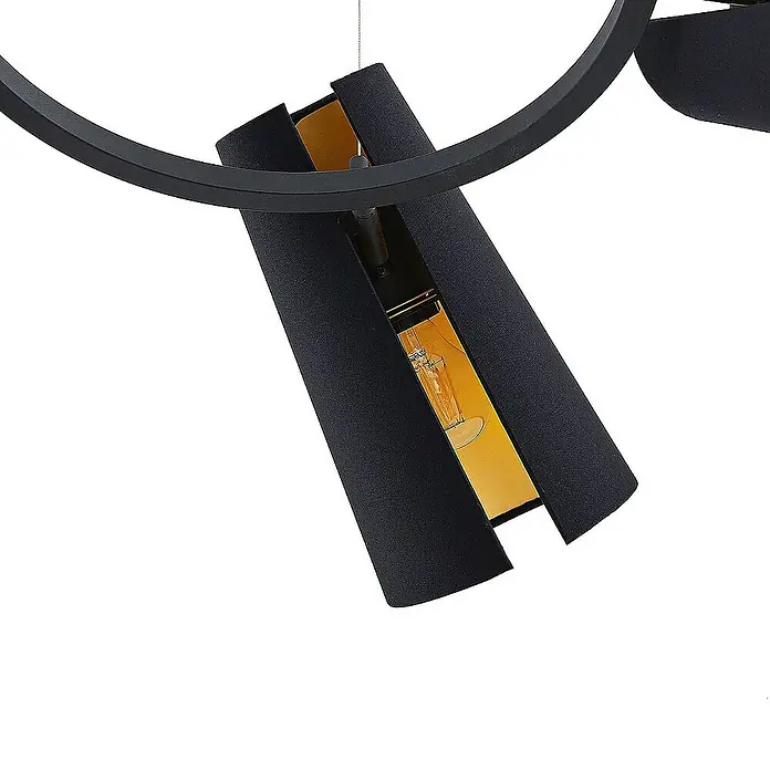 Lucande Pendelleuchte Kemoni - L x B x H: 69 x 69 x 28 cm, schwarz, Schwarz, gold, E27