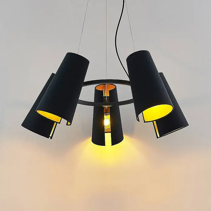 Lucande Pendelleuchte Kemoni - L x B x H: 69 x 69 x 28 cm, schwarz, Schwarz, gold, E27