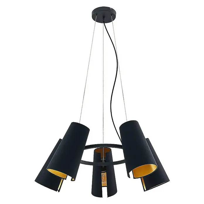 Lucande Pendelleuchte Kemoni - L x B x H: 69 x 69 x 28 cm, schwarz, Schwarz, gold, E27