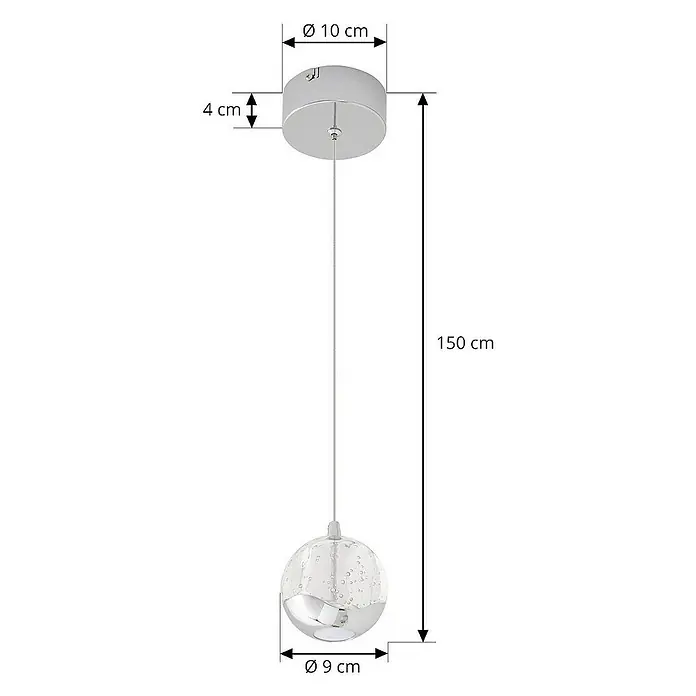 Lucande Pendelleuchte Hayley - L x B x H: 9 x 9 x 8,5 cm, klar / transparent, klar, chrom