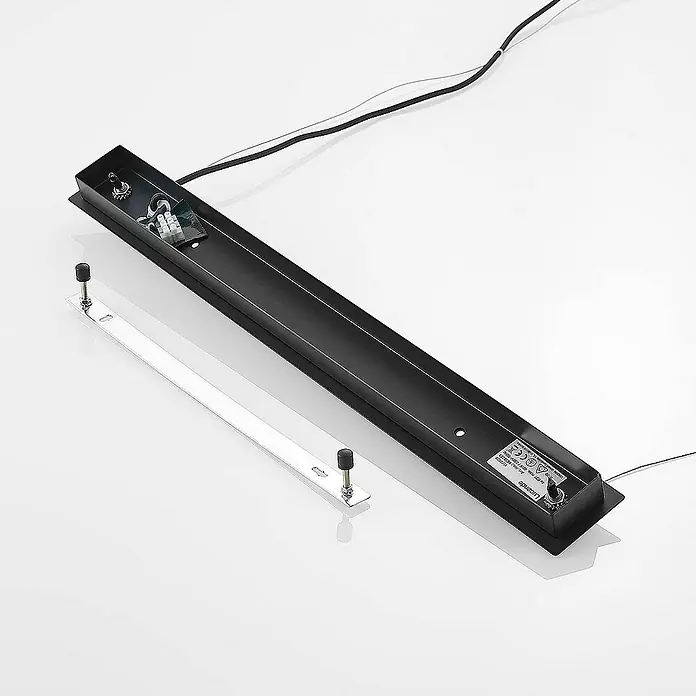 Lucande Pendelleuchte Dustian - L x B x H: 124 x 20 x 150 cm, klar, Schwarz, E27