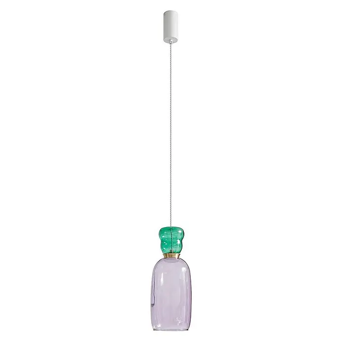 Lucande Pendelleuchte Fay - L x B x H: 15 x 15 x 37 cm, violett / pink / rose, lila, dunkelGrün, weiß matt