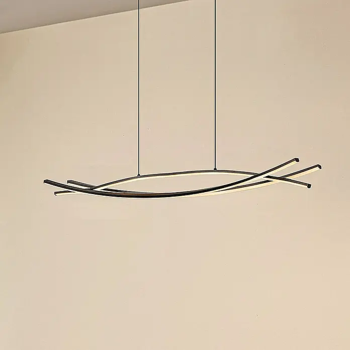 Lucande Pendelleuchte Sayori - schwarz, Schwarz, weiß