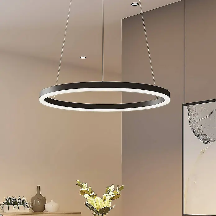 Arcchio Pendelleuchte Albiona - L x B x H: 60 x 60 x 3,5 cm, schwarz, Schwarz, weiß
