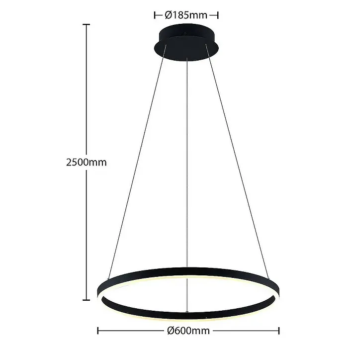 Arcchio Pendelleuchte Albiona - L x B x H: 60 x 60 x 3,5 cm, schwarz, Schwarz, weiß