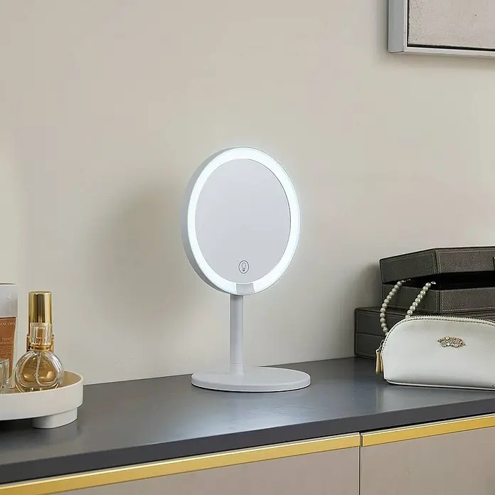 Lindby LED-Spiegelleuchte Renki - weiß / opal, weiß / opal