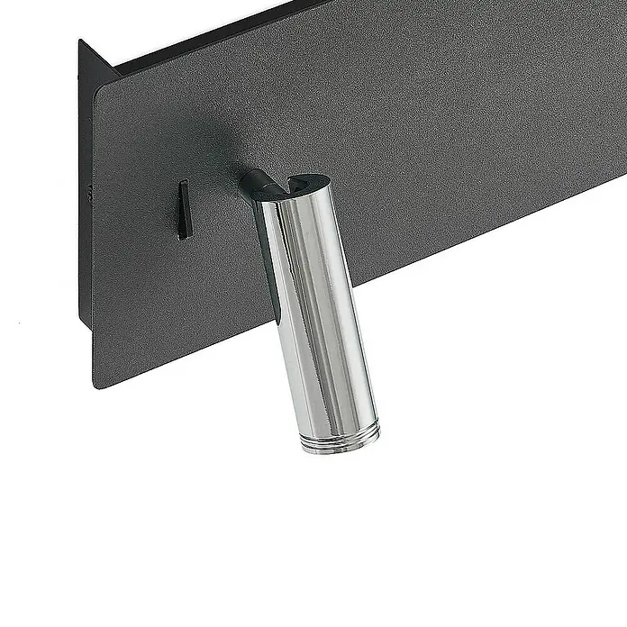 Lucande Wandleuchte Kimo - L x B x H: 15 x 32 x 14 cm, schwarz, chrom / silber