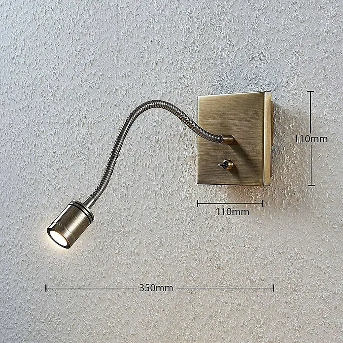 Lindby Wandleuchte Mayar - L x B x H: 35 x 11 x 11 cm, bronze / altmessing, bronze / altmessing