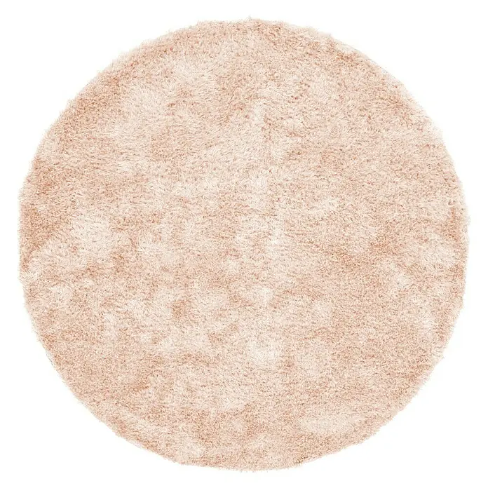 Kayoom Hochflorteppich Diamond - Puderrosa, Durchmesser: 160 cm, 100 % Polyester - Runder, beiger Teppich mit zotteliger Textur, ideal für Wohnräume und zur Erhöhung des Komforts. Sorgt für eine warme, gemütliche Atmosphäre.