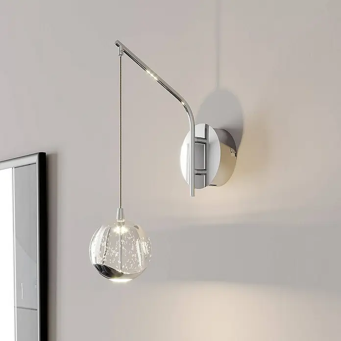 Lucande Wandleuchte Hayley - chrom / silber, klar / transparent