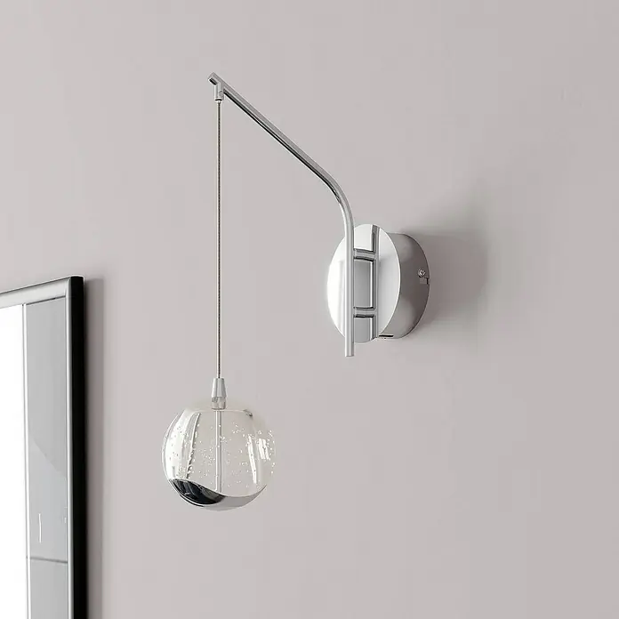 Lucande Wandleuchte Hayley - chrom / silber, klar / transparent