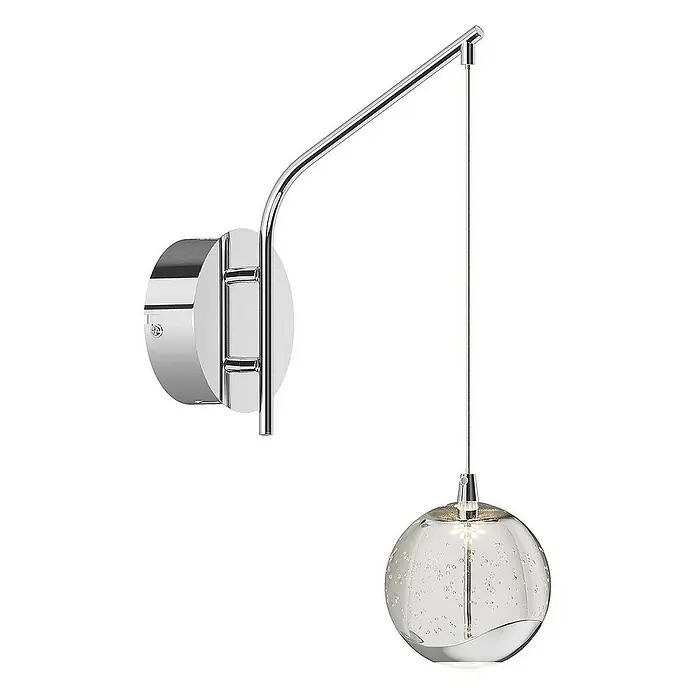 Lucande Wandleuchte Hayley - chrom / silber, klar / transparent