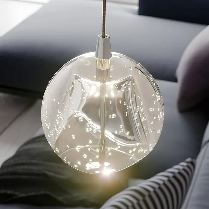 Lucande Wandleuchte Hayley - chrom / silber, klar / transparent
