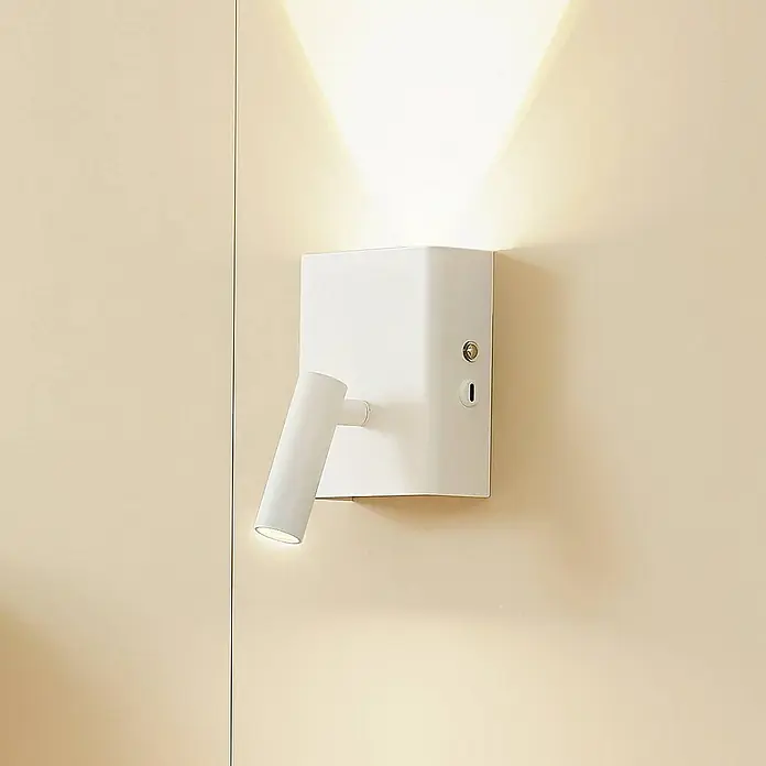 Lindby Wandleuchte Agit - L x B x H: 13,5 x 10 x 14,5 cm, weiß / opal, weiß / opal