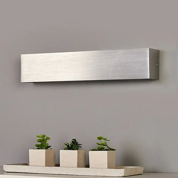 Lindby Wandleuchte Ranik - L x B x H: 6,5 x 40 x 8 cm, alu / grau / zink, alu / grau / zink