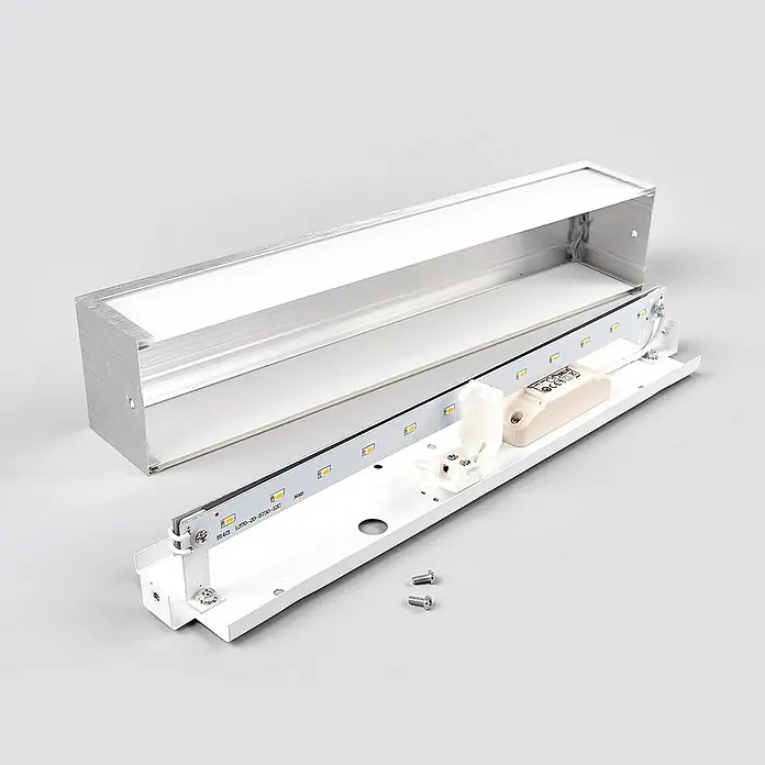 Lindby Wandleuchte Ranik - L x B x H: 6,5 x 40 x 8 cm, alu / grau / zink, alu / grau / zink